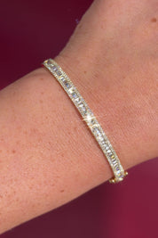 Petite baguette Natural Diamond Bangle Yellow Gold
