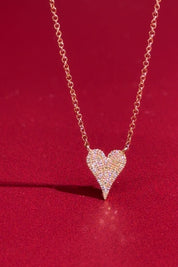 Small Pavé Heart Necklace Rose Gold
