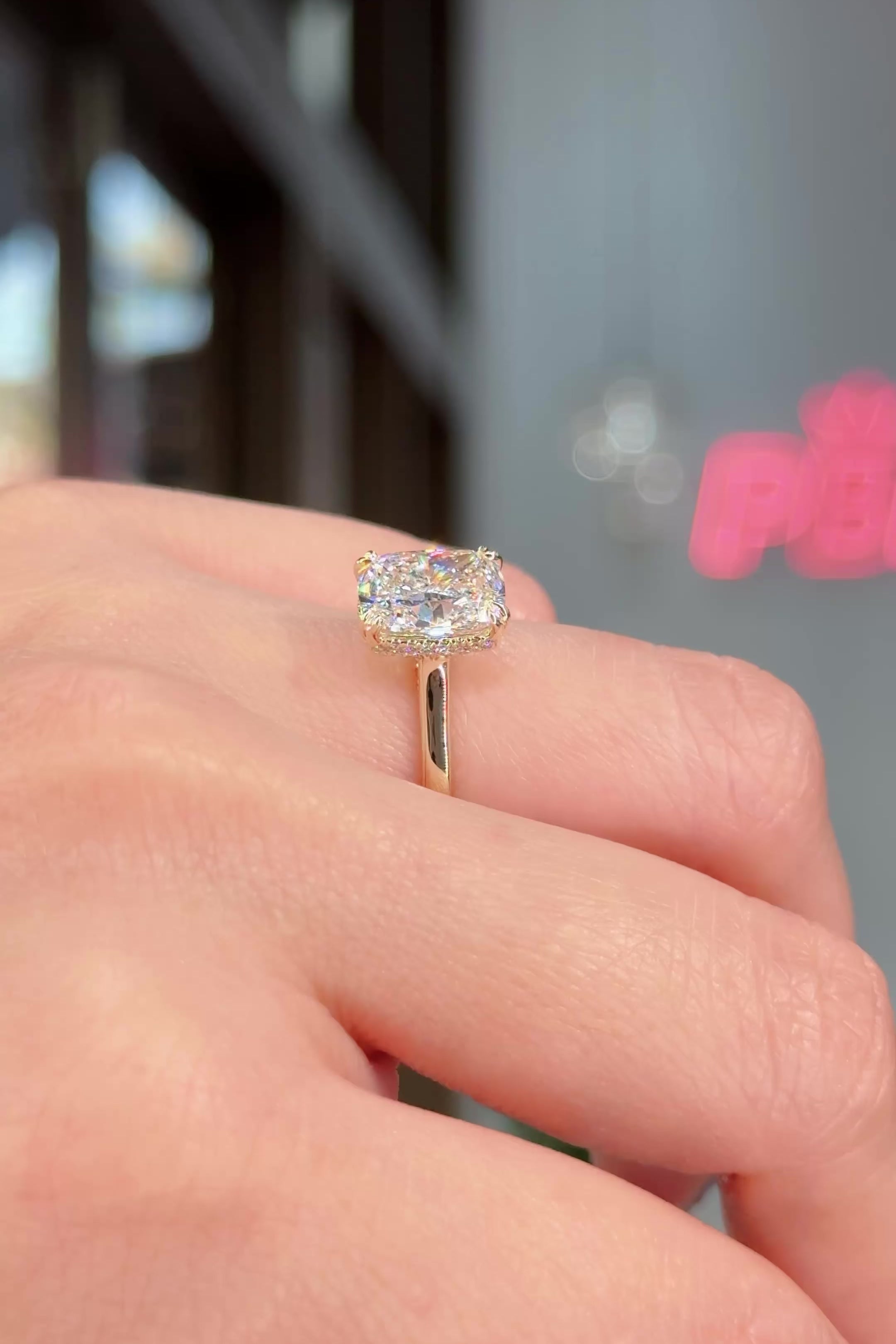 3.08ct E-VS1 Cushion Lab Diamond Double Claw Alice