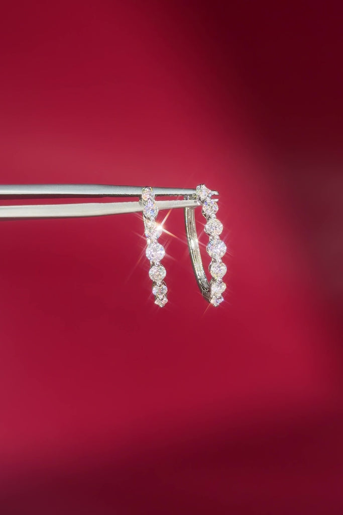 Graduating Floating Diamond Hoops Natural Diamond at Princess Bride Diamonds Jewelry Store Huntington Beach