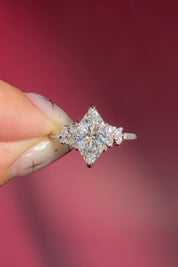 marquise lab diamond white gold engagement ring side stone nature inspired