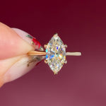 marquise lab diamond yellow gold cathedral setting high polish solitaire engagement ring