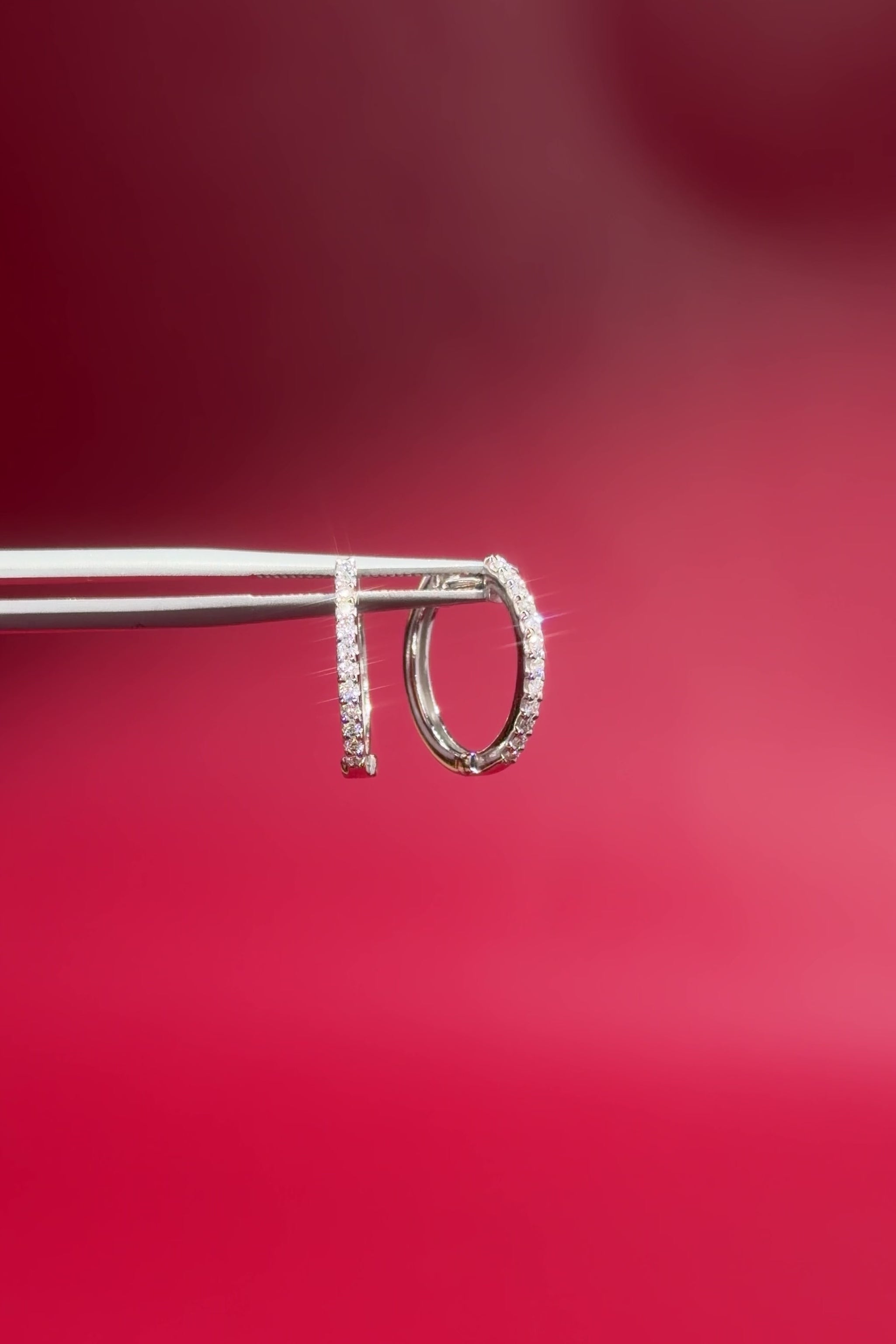 Extra-Fine 13mm Pavé Hoops White Gold