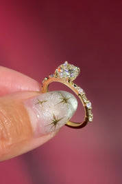 round lab diamond yellow gold engagement ring floating diamond band hidden halo