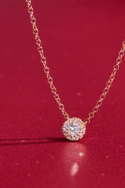 Mini Diamond Halo Necklace Rose Gold