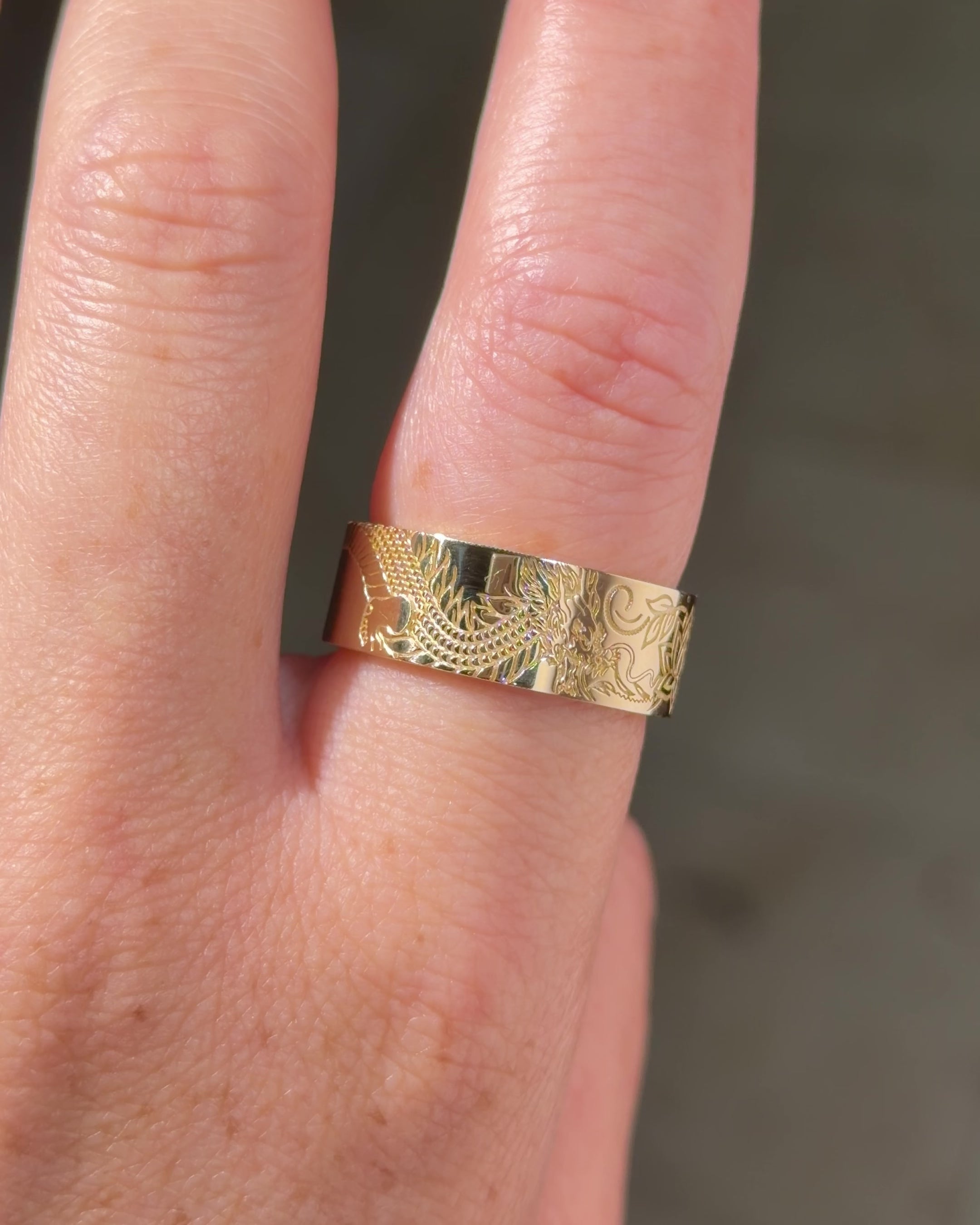 Dragon of the West Band | Pattern 100% Eternity | 14K Yellow Gold