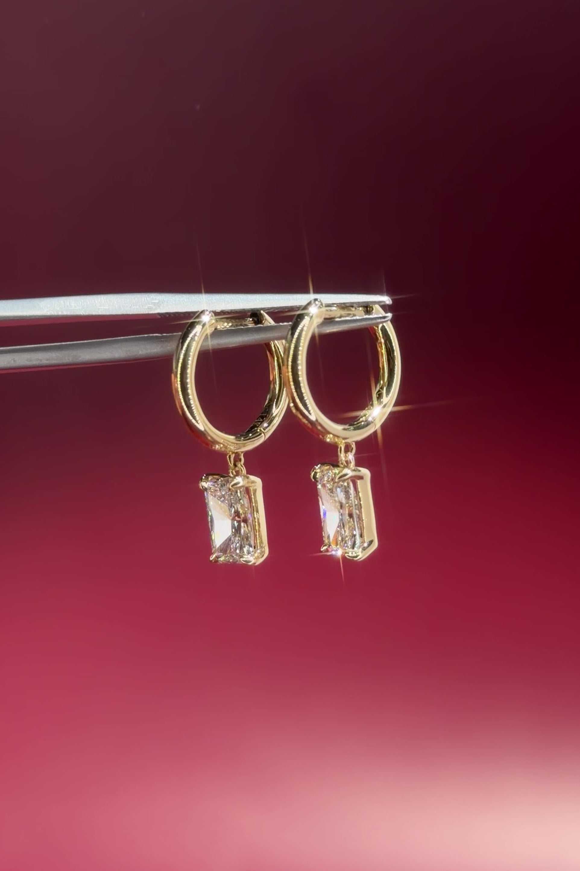 2ct Radiant Diamond High Polish Hoops Yellow Gold