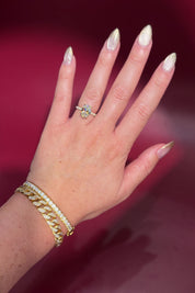 3.05ct D-VVS2 Oval Lab Diamond Stephanie Wrap Under Halo and Pave Band in Yellow Gold