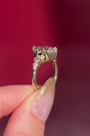 3.03ct D-VVS2 Pear Lab Diamond Brandi.

The Brandi is an inline style engagement ring featuring a symmetrical cluster of side diamonds that create a bold, sculptural look&nbsp;

Because of its inline design, straight wedding bands will not stack flush. This style pairs best with a curved or custom wedding band, or it can be worn beautifully on its own without a wedding band at all&nbsp;

A striking choice for those who love a statement engagement ring with intentional design details.