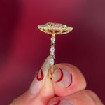 Vintage Style Pear Snowflake Halo Engagement Ring with Spaced Diamonds