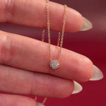 Mini Diamond Halo Necklace Rose Gold