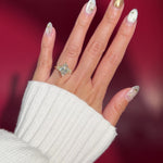 marquise lab diamond yellow gold engagement ring side stone cluster nature inspired on hand