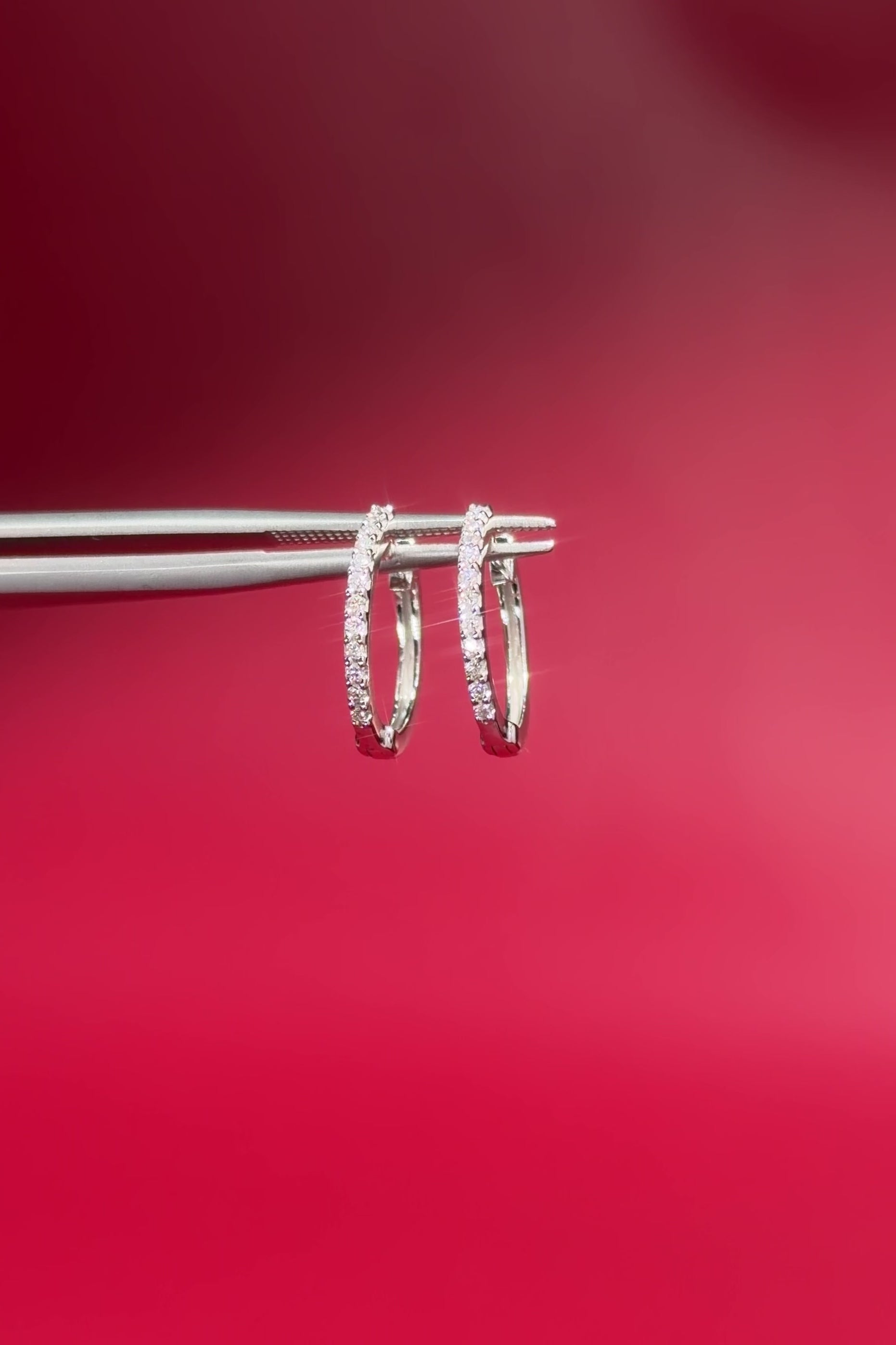 Extra-Fine 13mm Pavé Hoops White Gold