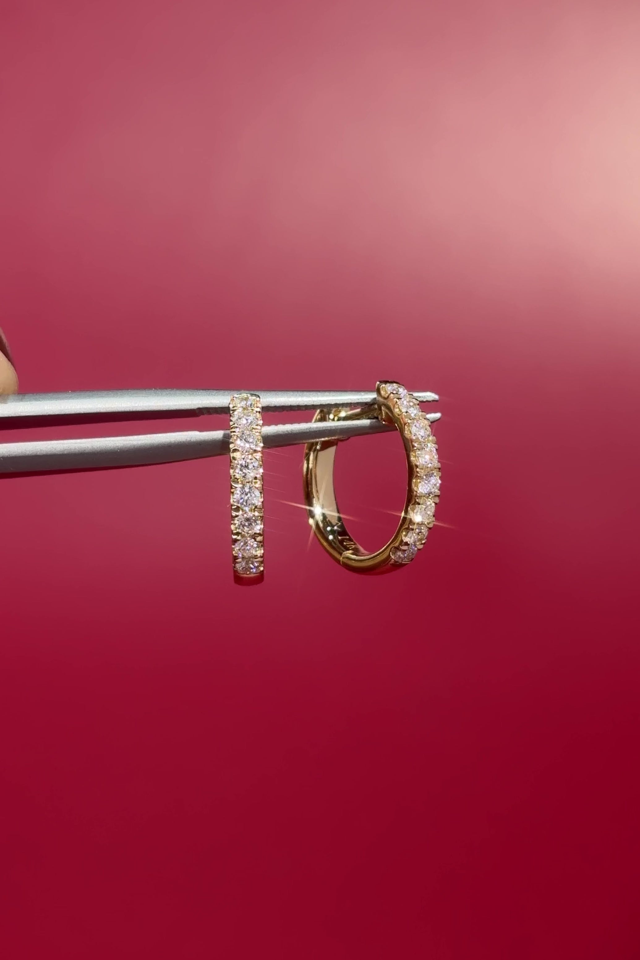 13x2mm Core Pavé Hoop 14k Yellow