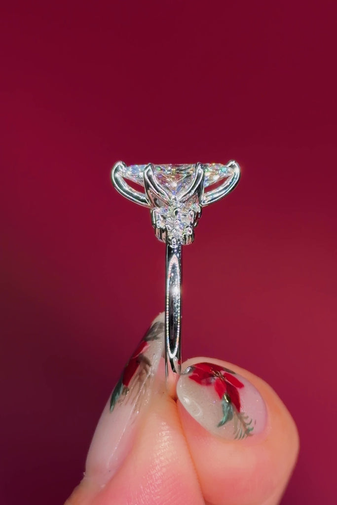 marquise diamond cluster white gold engagement ring