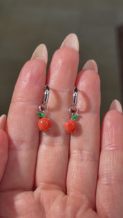 Nami Orange Earrings | Interchangeable Charms | 14K White Gold
