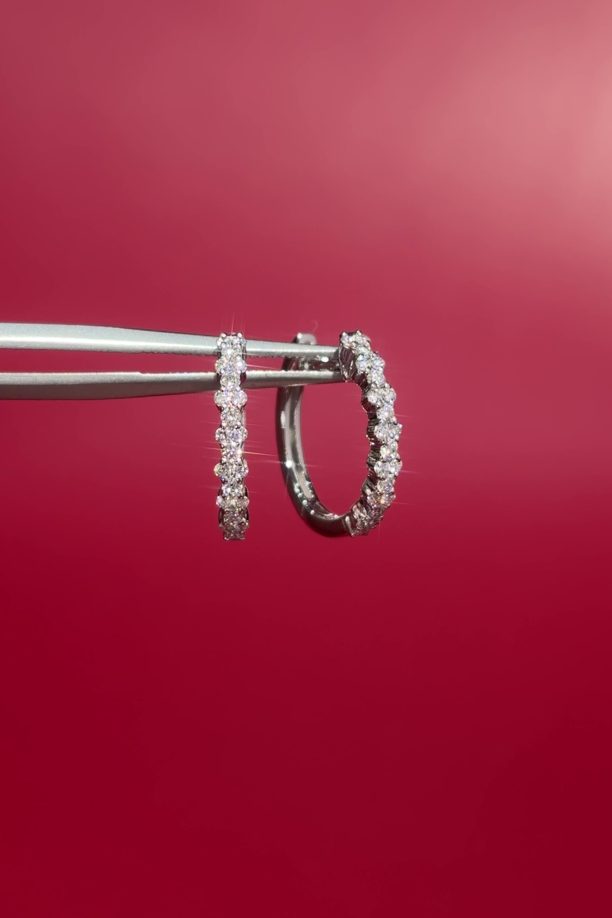 15mm Wavy Pavé Hoops White Gold