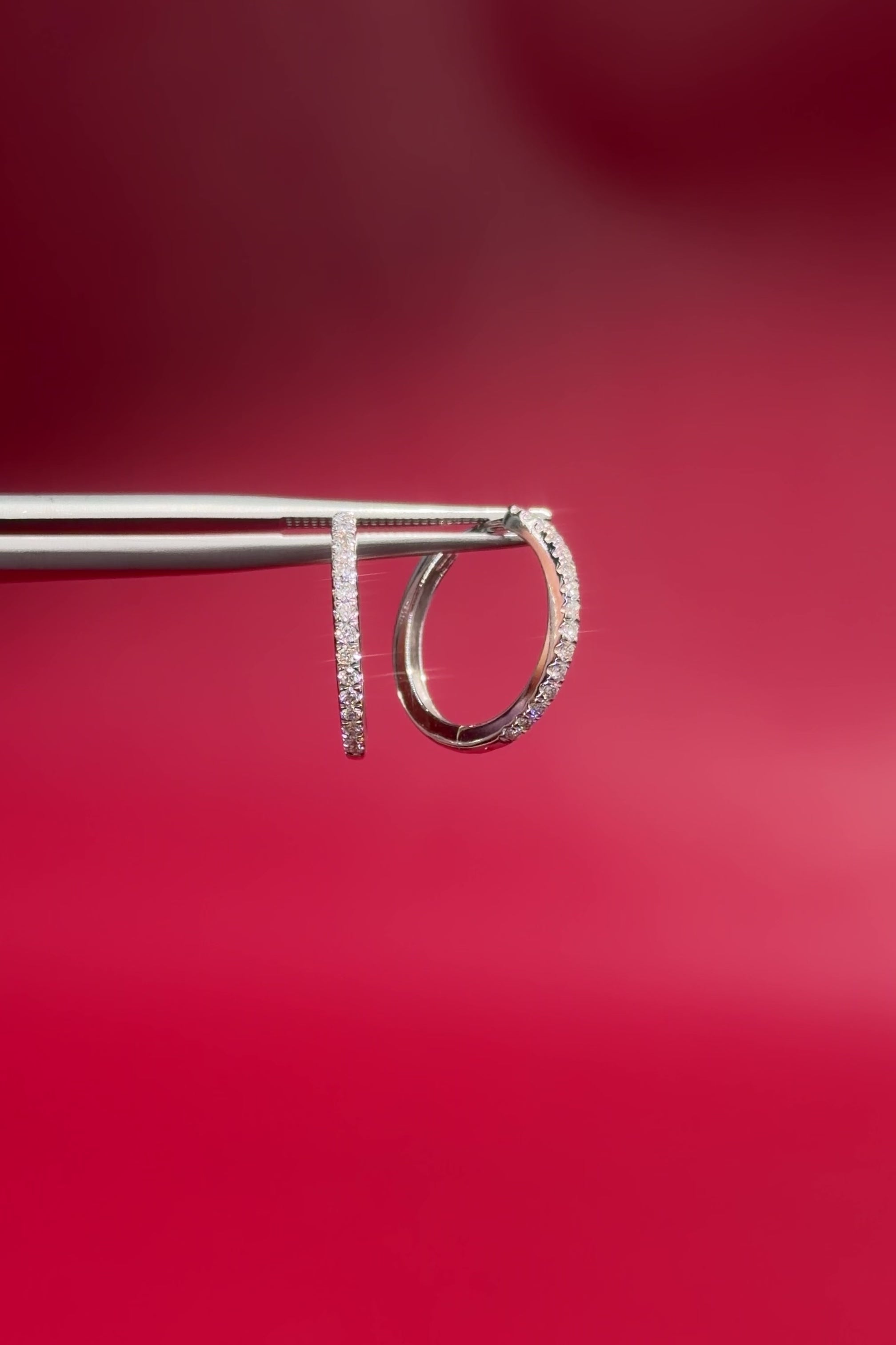 Extra-Fine 15mm Pavé Hoops White Gold