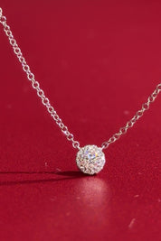 Mini Diamond Halo Necklace White Gold