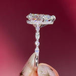 pear lab diamond white gold cathedral engagement ring floating diamond band with hidden halo