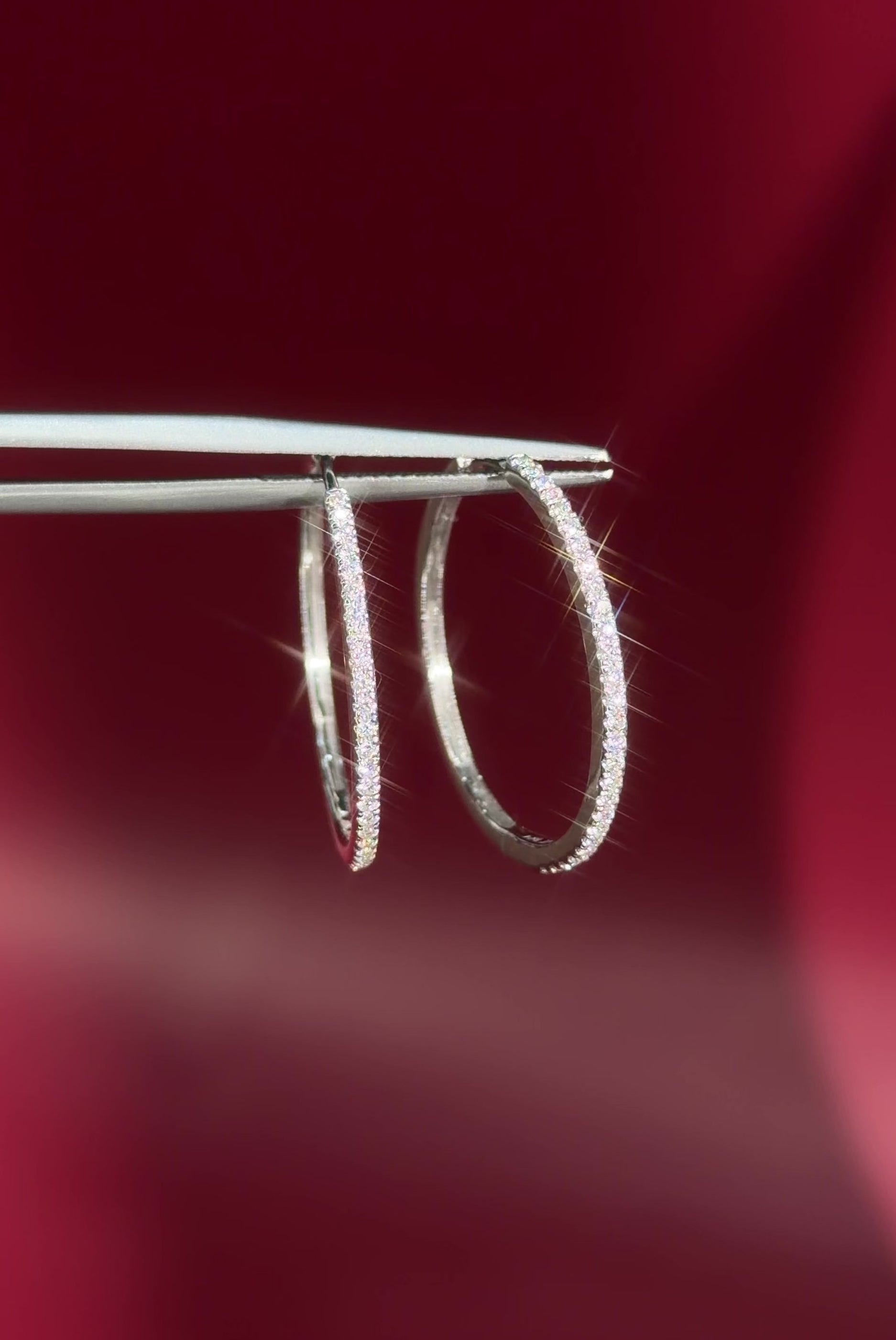 Extra-Fine 25mm Pavé Hoops White Gold huntington beach jewelry store princess bride diamonds