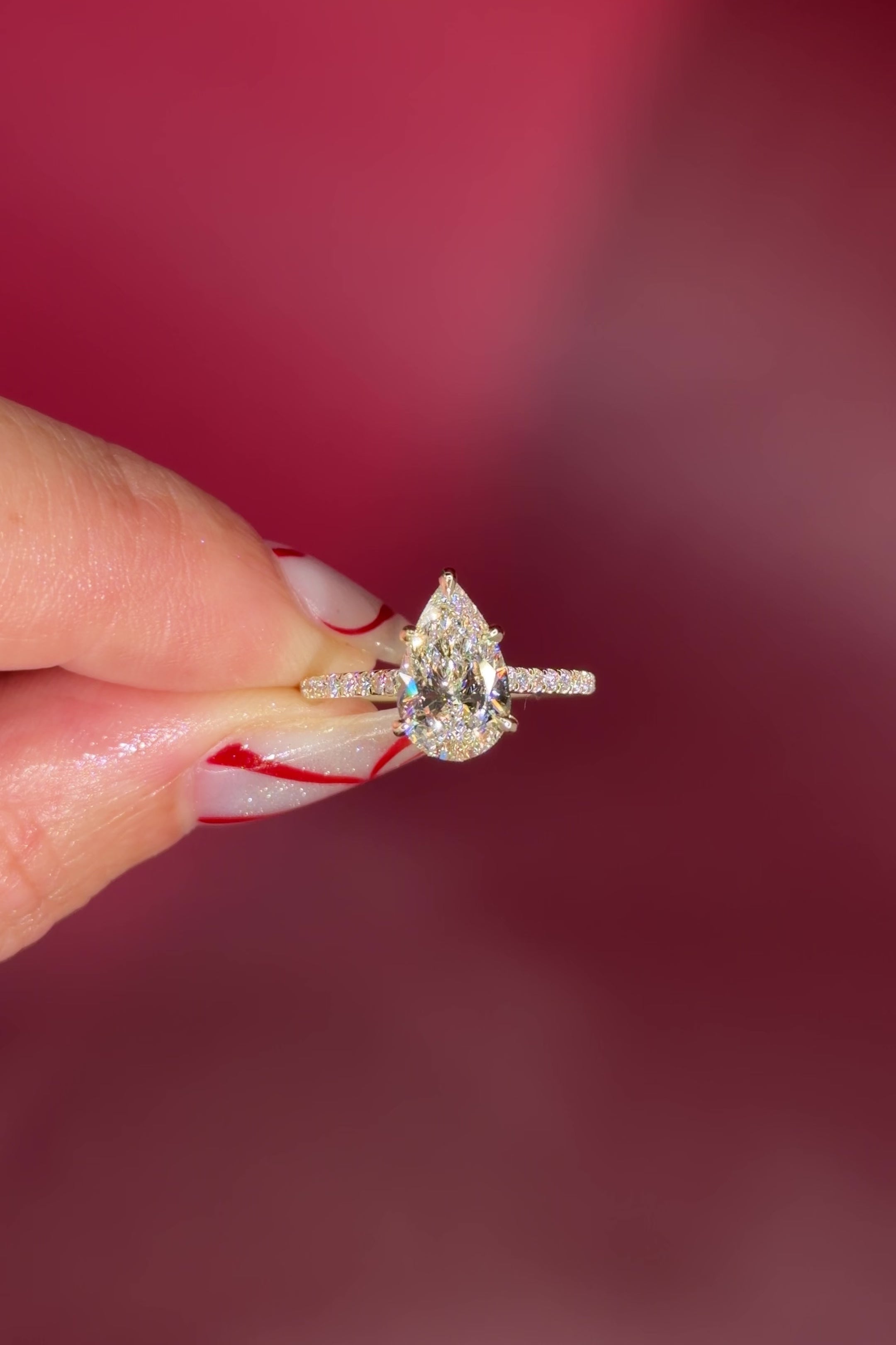 Pave Pear Lab Diamond engagement Ring ready to Ship in Huntington Beach high quality premium