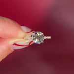 Round Pavé Diamond Solitaire cathedral Setting in Yellow Gold