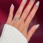 oval lab diamond engagement ring pave band hidden halo yellow gold on hand