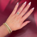 Classic Round Pavé Halo Engagement Ring with Diamond Prongs in Yellow Gold