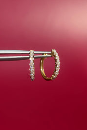 Wavy Pavé Hoops Yellow Gold