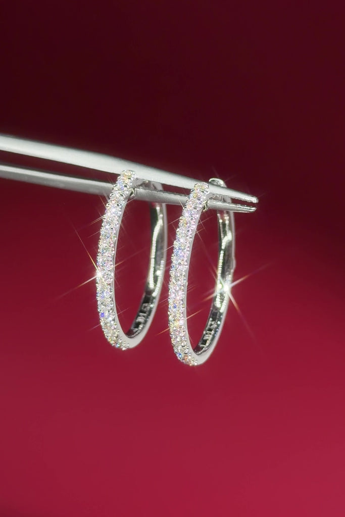 25mm Pavé Hoop White Gold Natural Diamonds