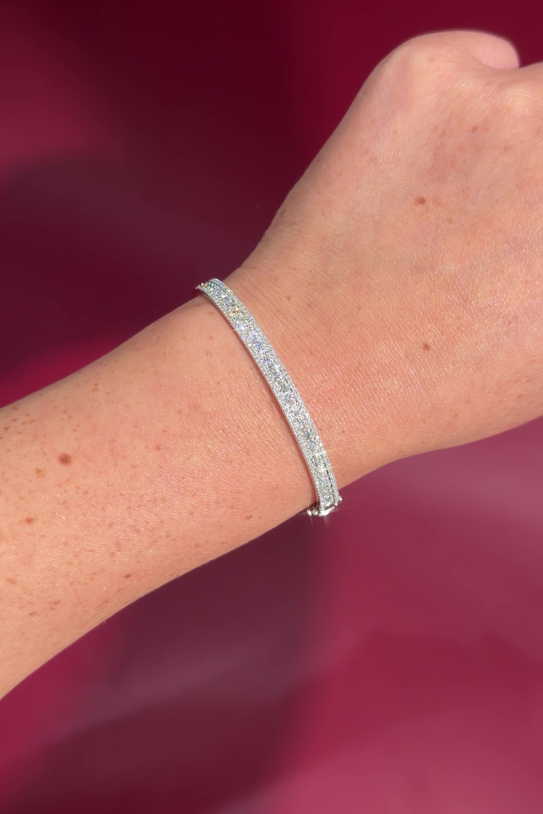 Three-Row Pavé Natural Diamond Bangle