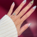 radiant lab diamond yellow gold pave engagement ring flower petal prong basket on hand