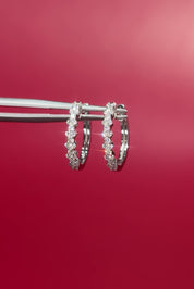 15mm Wavy Pavé Hoops White Gold