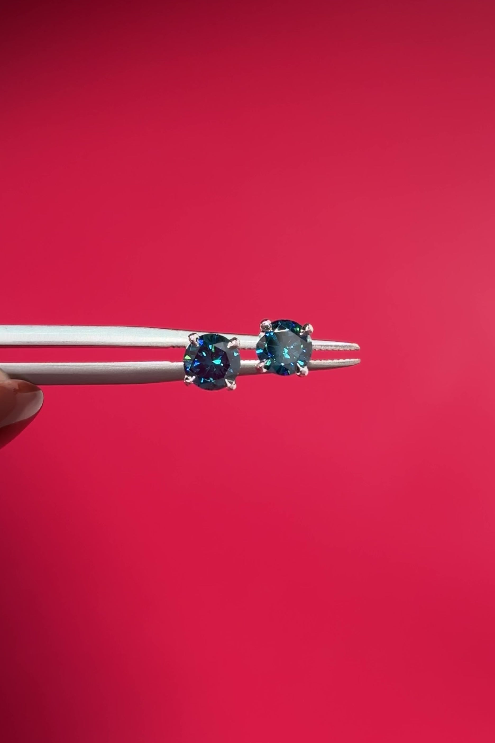 Blue Treated Natural Diamond Studs