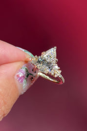 pear lab diamond cluster side stone setting nature inspired engagement ring yellow gold