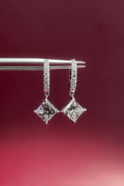Princess Diamond Drop Hoops White Gold