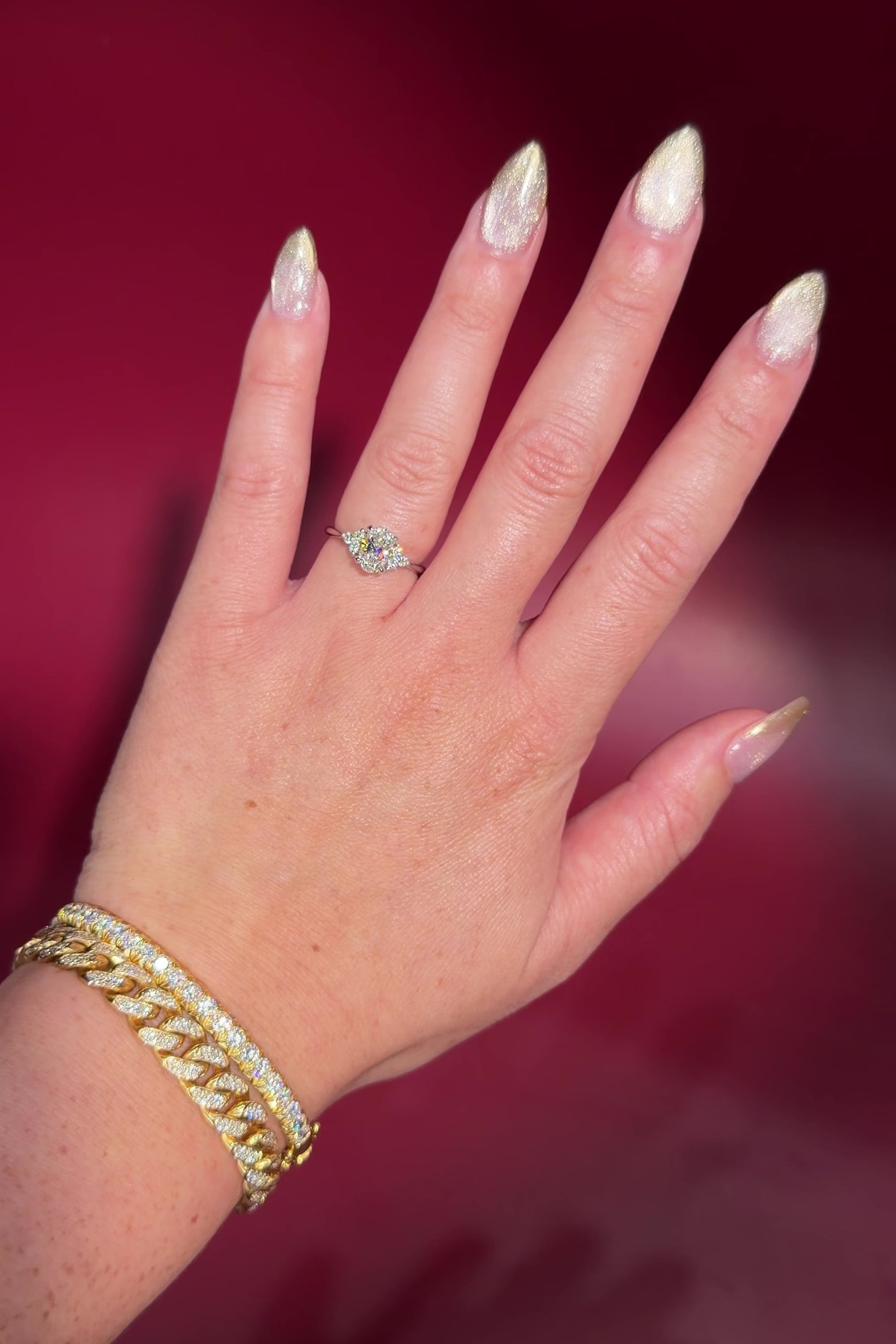 1.01ct D-VS1 Oval Lab Diamond Lindsey. The Lindsey features a classic high polish band with a trio of diamond side stones to perfectly accent your selected center stone.