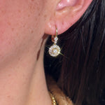 Claire Vintage Drop Earrings with milgrain scalloping and vintage halos