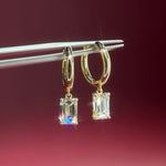 2.2ct Emerald Drop High Polish Hoops Yellow Gold Princess Bride Diamonds Huntington Beach Jewelry Store