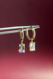 2.2ct Emerald Drop High Polish Hoops Yellow Gold Princess Bride Diamonds Huntington Beach Jewelry Store