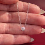 Mini Diamond Halo Necklace White Gold