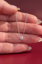 Mini Diamond Halo Necklace White Gold