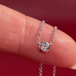 Mini Diamond Bezel Necklace 14k White Gold