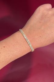 Petite baguette Natural Diamond Bangle Yellow Gold