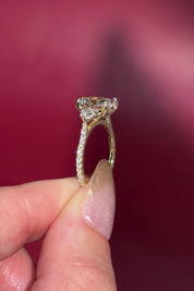 2.06ct D-VS1 Oval Lab Diamond Meghan Yellow Gold with Pave Diamonds on the Band