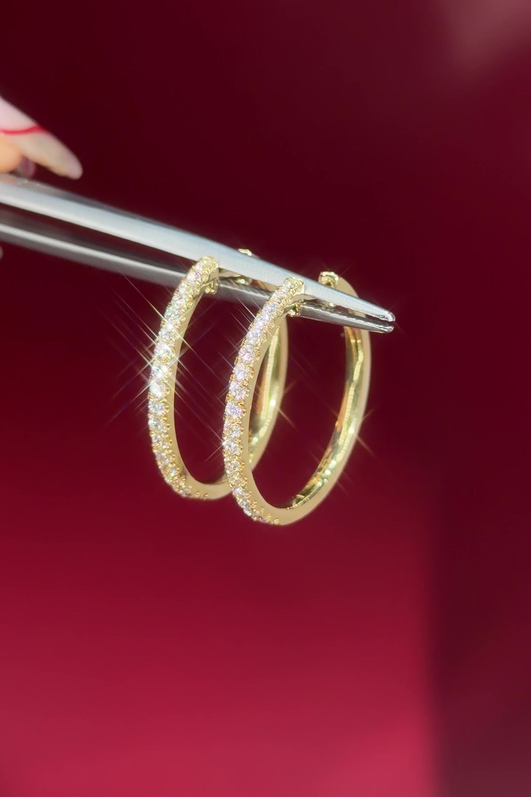 25mm Pavé Hoops Yellow Gold