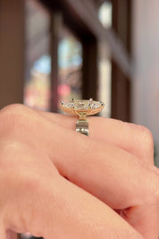 3.02ct E-VS1 Marquise Lab Diamond Flat Taper Ring