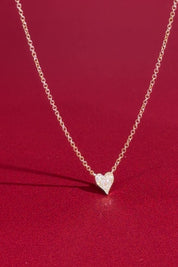 Mini Pavé Heart Necklace Yellow Gold