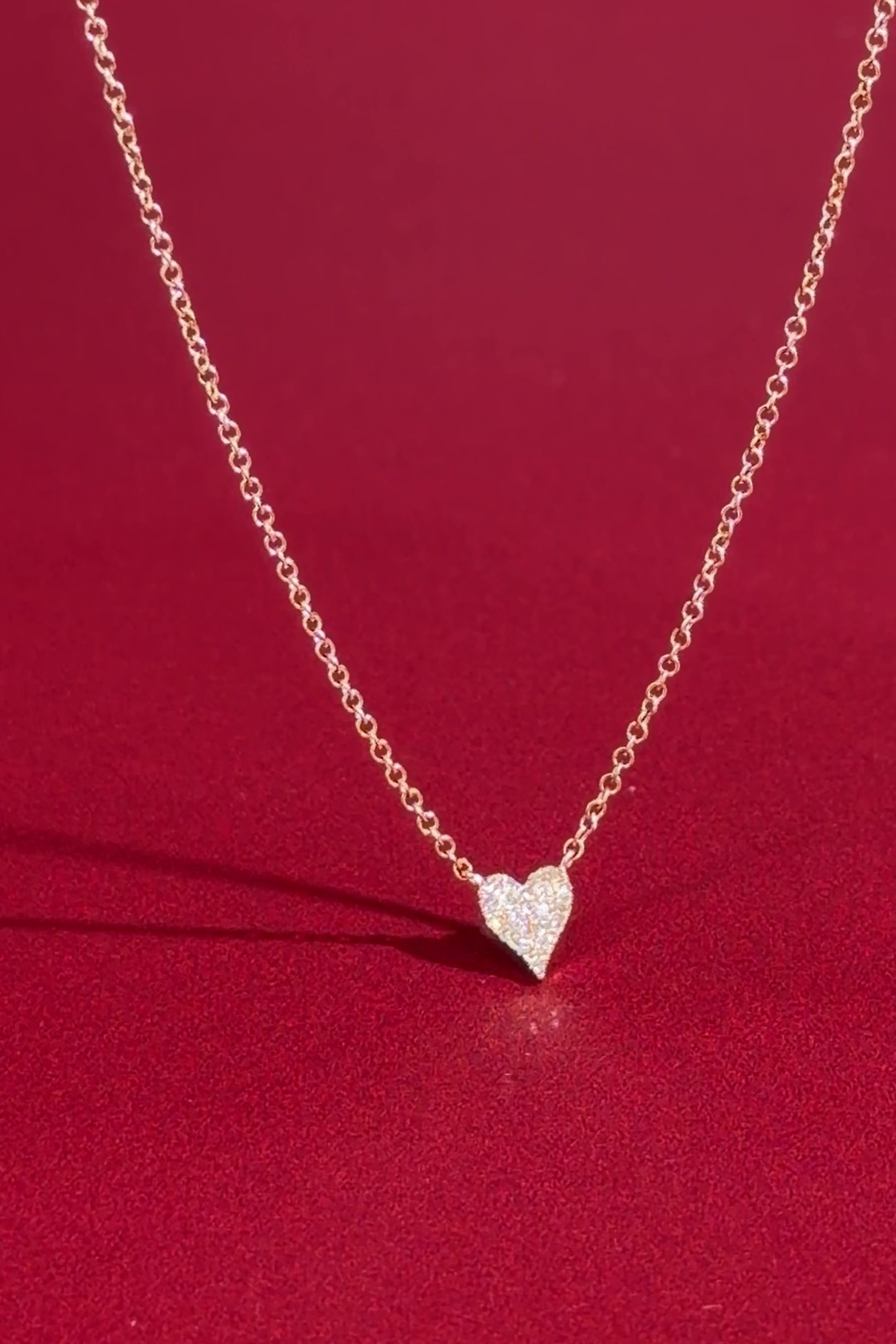 Mini Pavé Heart Necklace Yellow Gold